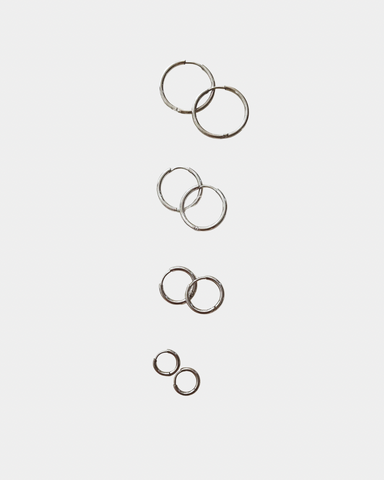 Hoop Earrings - Stainless Steel - Silver