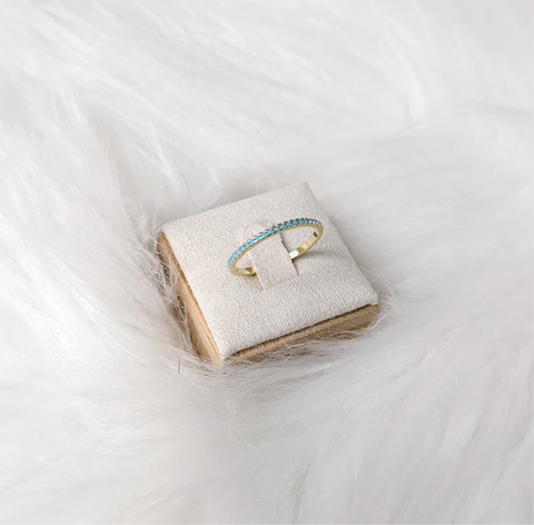 Turquoise Band Ring in Gold - 925 Sterling Silver