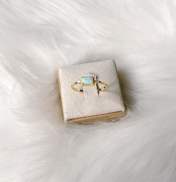 Blue Opal Ring in Gold - 925 Sterling Silver
