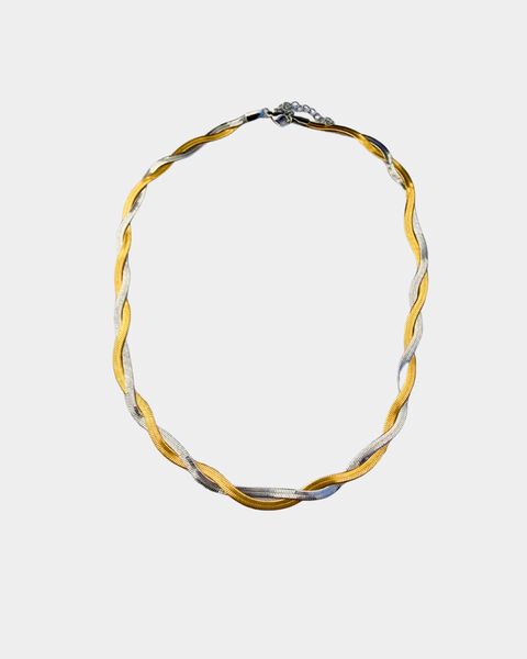 Mixed Metals Herringbone Necklace