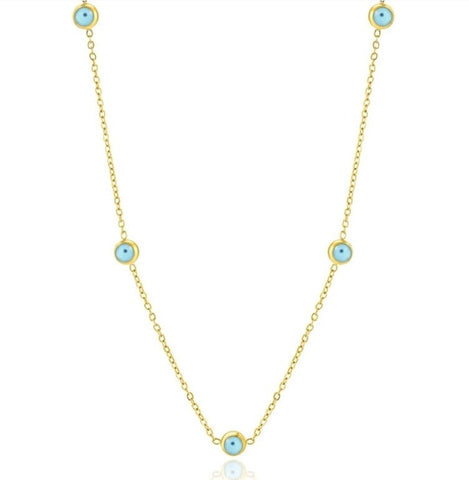 Blue Eye Choker Necklace - Gold