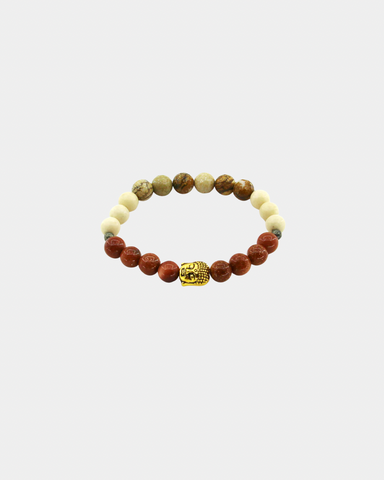 Creativity Booster - Goldstone, White Fossil Jasper, Picture Jasper, Pyrite, Buddha - Gemstone Bracelet