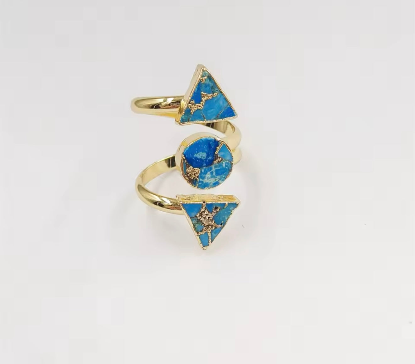 Turquoise Ring - Adjustable - Gold