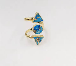 Turquoise Ring - Adjustable - Gold