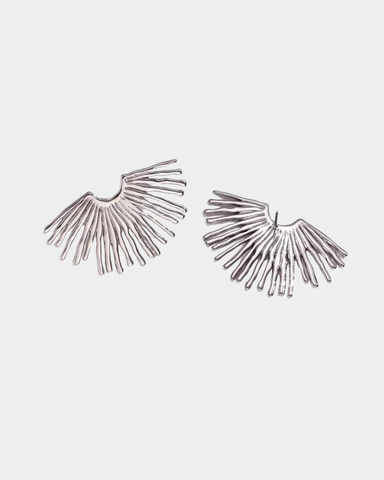 Fan Earrings - Large - Silver