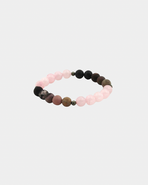 Open Your Heart - Rhodonite, Rose Quartz, Pyrite - Gemstone Bracelet