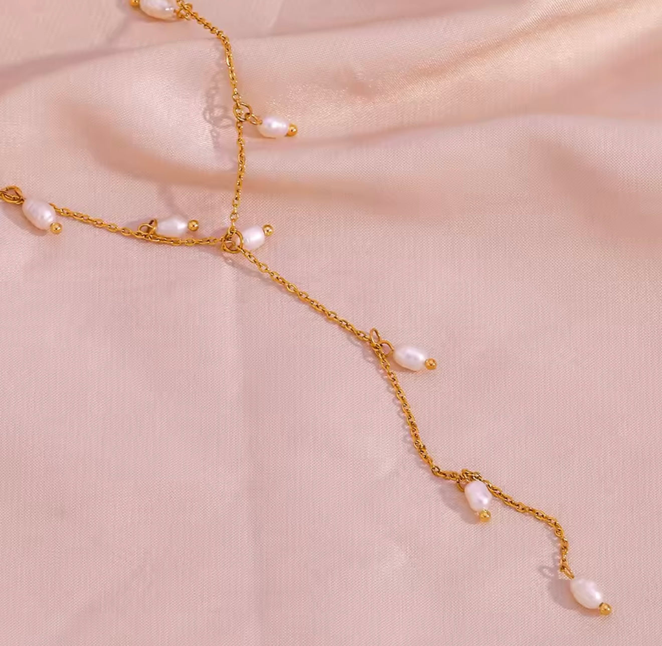 Pearls Drop Necklace - Gold