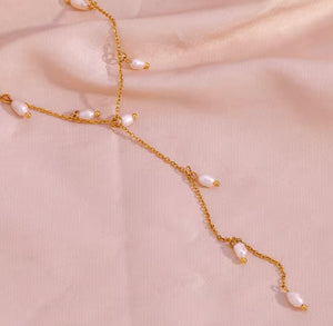 Pearls Drop Necklace - Gold