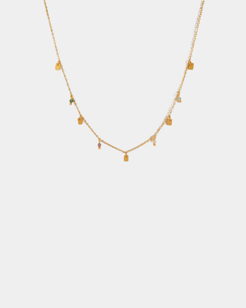 Indian Agate Boho Necklace - Gold