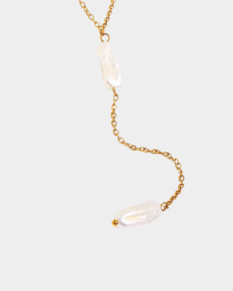 Fresh Water Pearls Drop Necklace - Gold