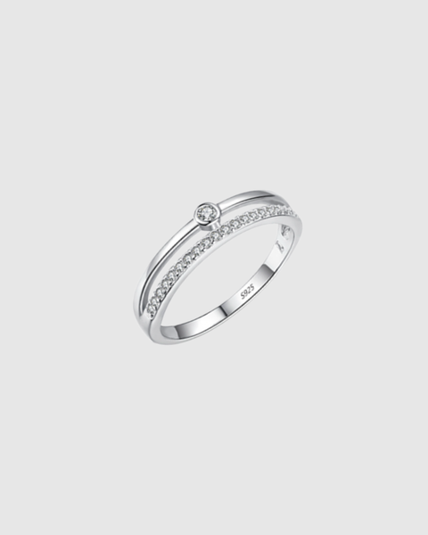 Double Band Ring - 925 Sterling Silver - Gold & Silver