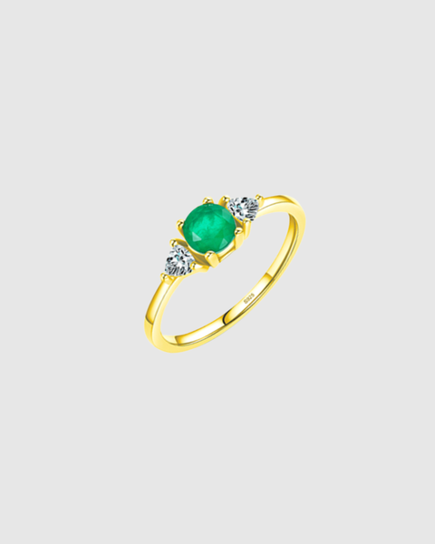 Emerald Green Ring in Gold - 925 Sterling Silver