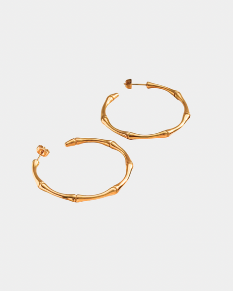 Bamboo Hoop Earrings - Gold