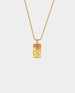 Vintage Tarot Card Necklace - Lovers - Gold