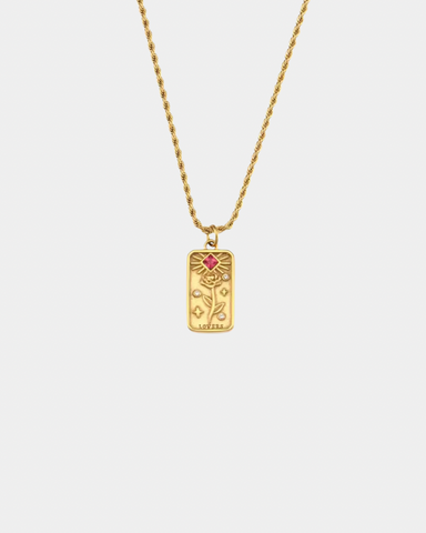 Vintage Tarot Card Necklace - Lovers - Gold