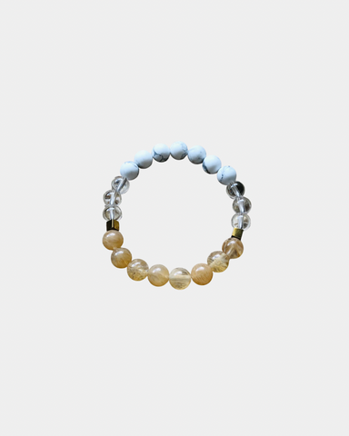 Energy Cleanser -Citrine, Clear Quartz, Howlite - Gemstone Bracelet