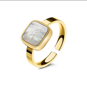 Square Shell Gold Ring - Adjustable