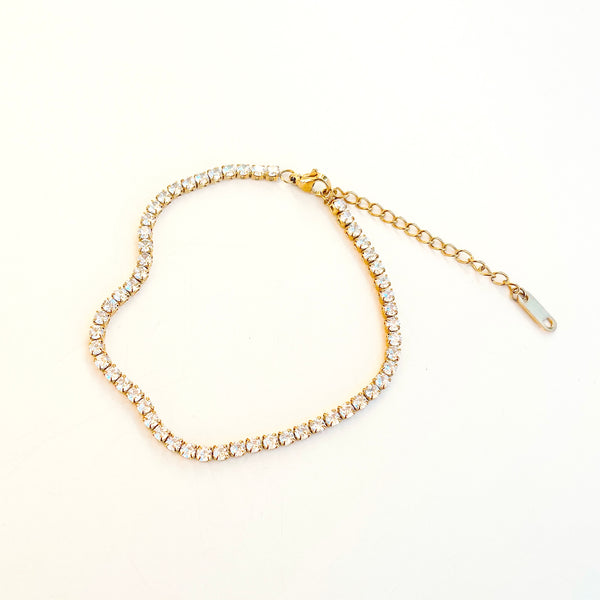 Rhinestone Anklet in Gold - Stainless Steel