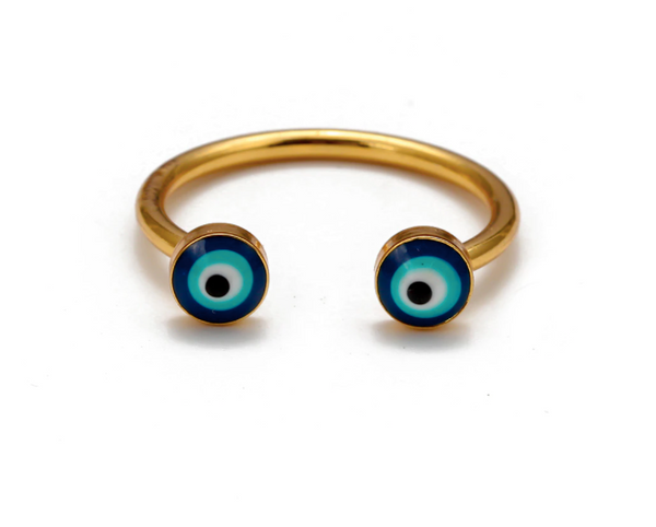 Adjustable Double Eye Ring - Gold