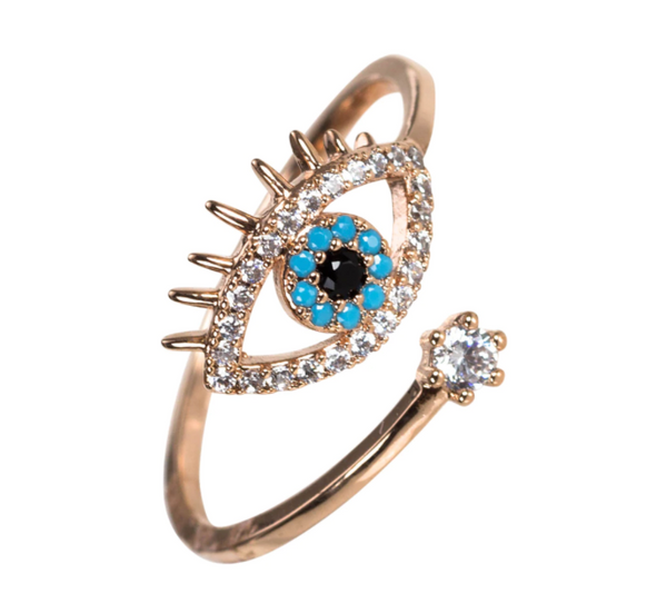 Adjustable Eye Ring with Crystals
