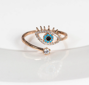 Adjustable Eye Ring with Crystals