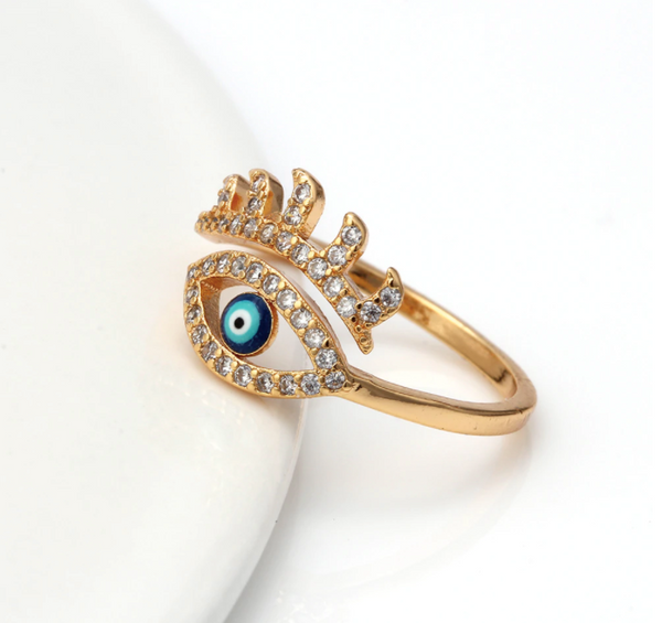 Adjustable Minimal Eye Ring - Gold