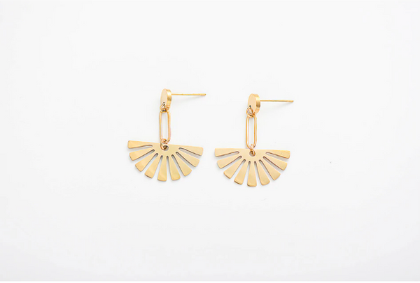 Geometric Leaf Earrings - Gold