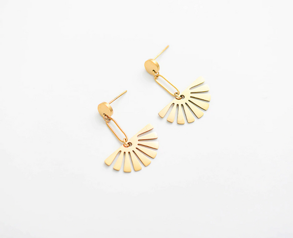 Geometric Leaf Earrings - Gold