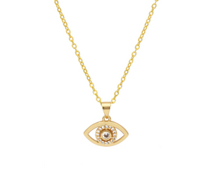 Eye Necklace with Crystals - Gold
