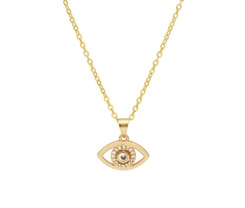 Eye Necklace with Crystals - Gold