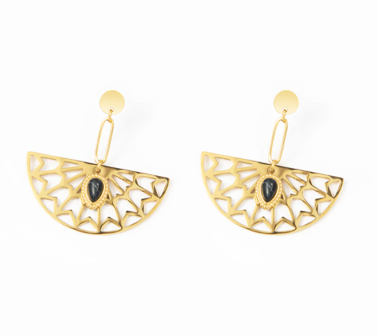Semi-Circle Geometric Earrings - Gold