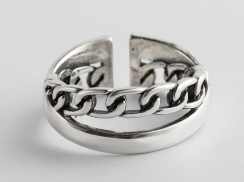 Adjustable Double Band Chain Ring - 925 Sterling Silver