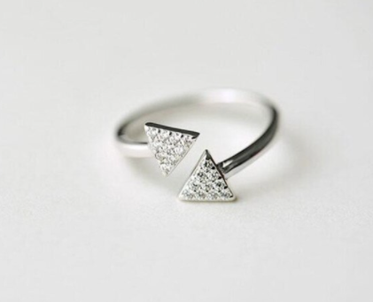 Triangles Adjustable Ring - 925 Sterling Silver