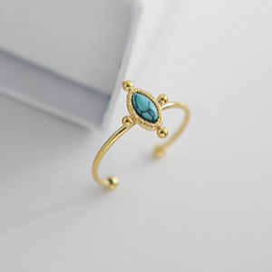 Natural Stone - Turquoise - Minimal Ring - Gold