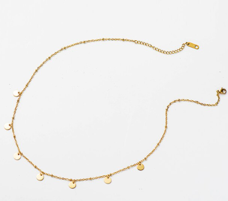 Boho Necklace with Round Charms - Gold