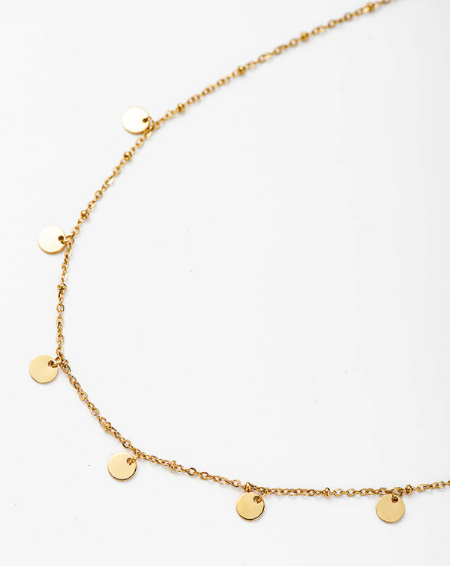 Boho Necklace with Round Charms - Gold