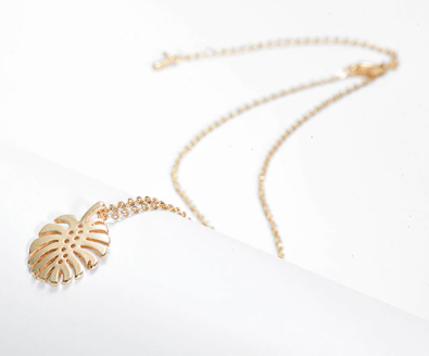 Monstera Leaf Necklace - Gold