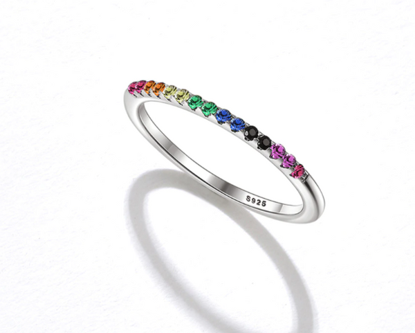 Rainbow Band Ring - 925 Sterling Silver