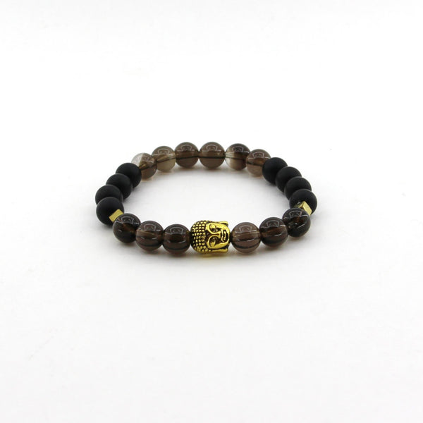 Achievement - Buddha, Obsidian, Smoky Quartz, Hematite - Gemstone Bracelet