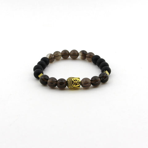 Achievement - Buddha, Obsidian, Smoky Quartz, Hematite - Gemstone Bracelet