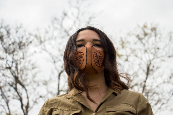 Leather Face Mask - Customization Available - "Bio Hazard"