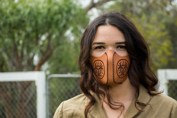 Leather Face Mask - Customization Available - "Bio Hazard"