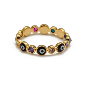 Evil Eye Ring with Colorful Crystals