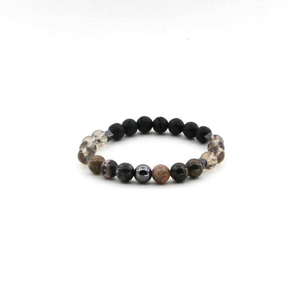 Forgiveness - Rhodonite, Smokey Quartz, Lava, Hematite - Gemstone Bracelet