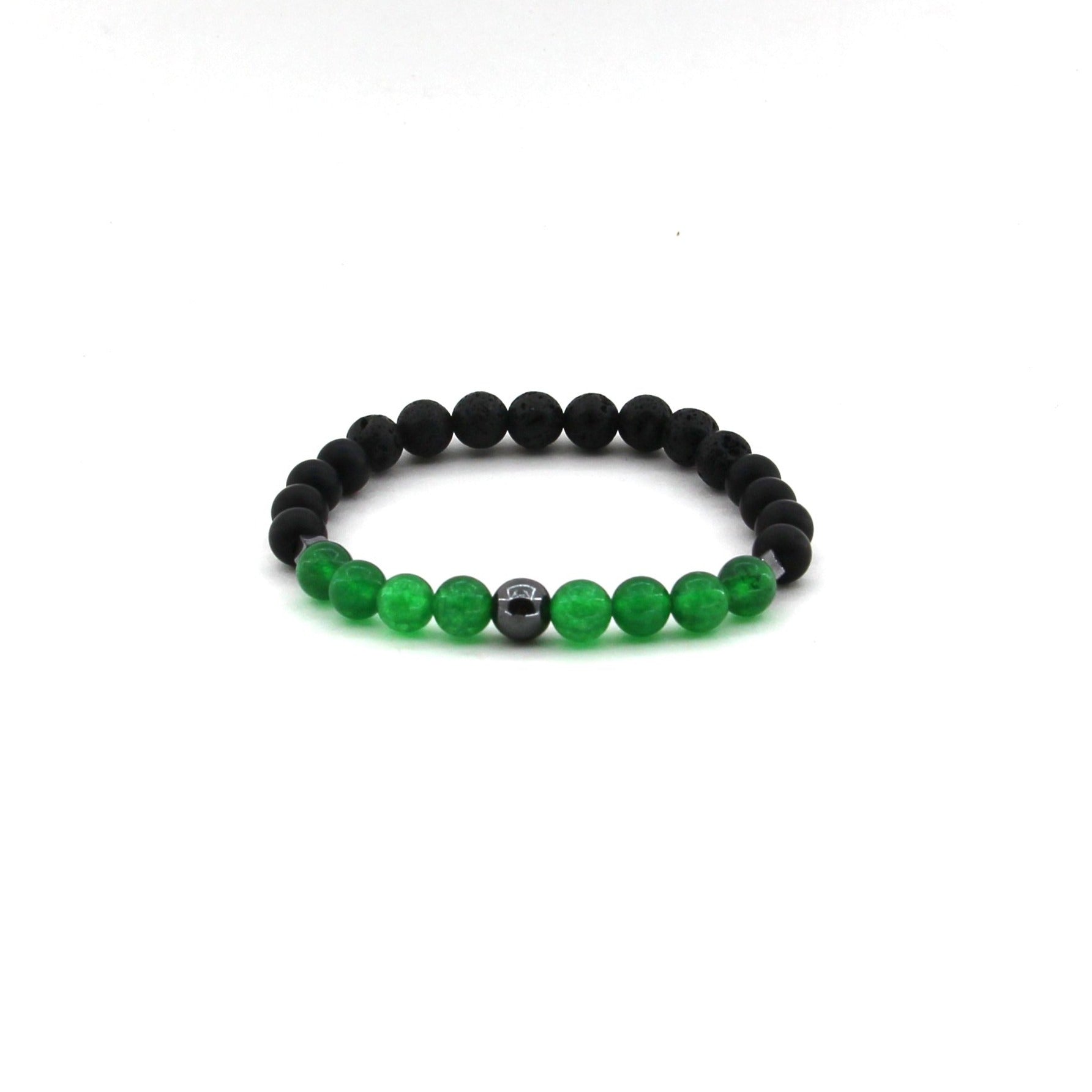 Connect to Your Higher Self - Green Jade, Lava, Obsidian, Hematite- Gemstone Bracelet