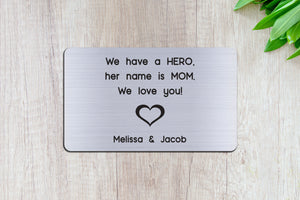 Personalized Engraved Wallet Card Insert, Gift for Mom, Mother's Day, From the Kids, Silver