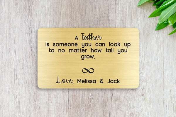 Personalized Wallet Card Insert, Engraved, Gift to Dad, Father, from the Kids, Gold