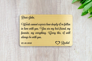 Personalized Wallet Card Insert, Words Cannot Express, Gift For Lover, Gold