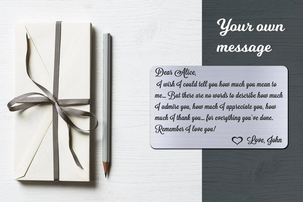 Personalized Wallet Card Insert, How Much You Mean To Me, Gift For Lover, Silver