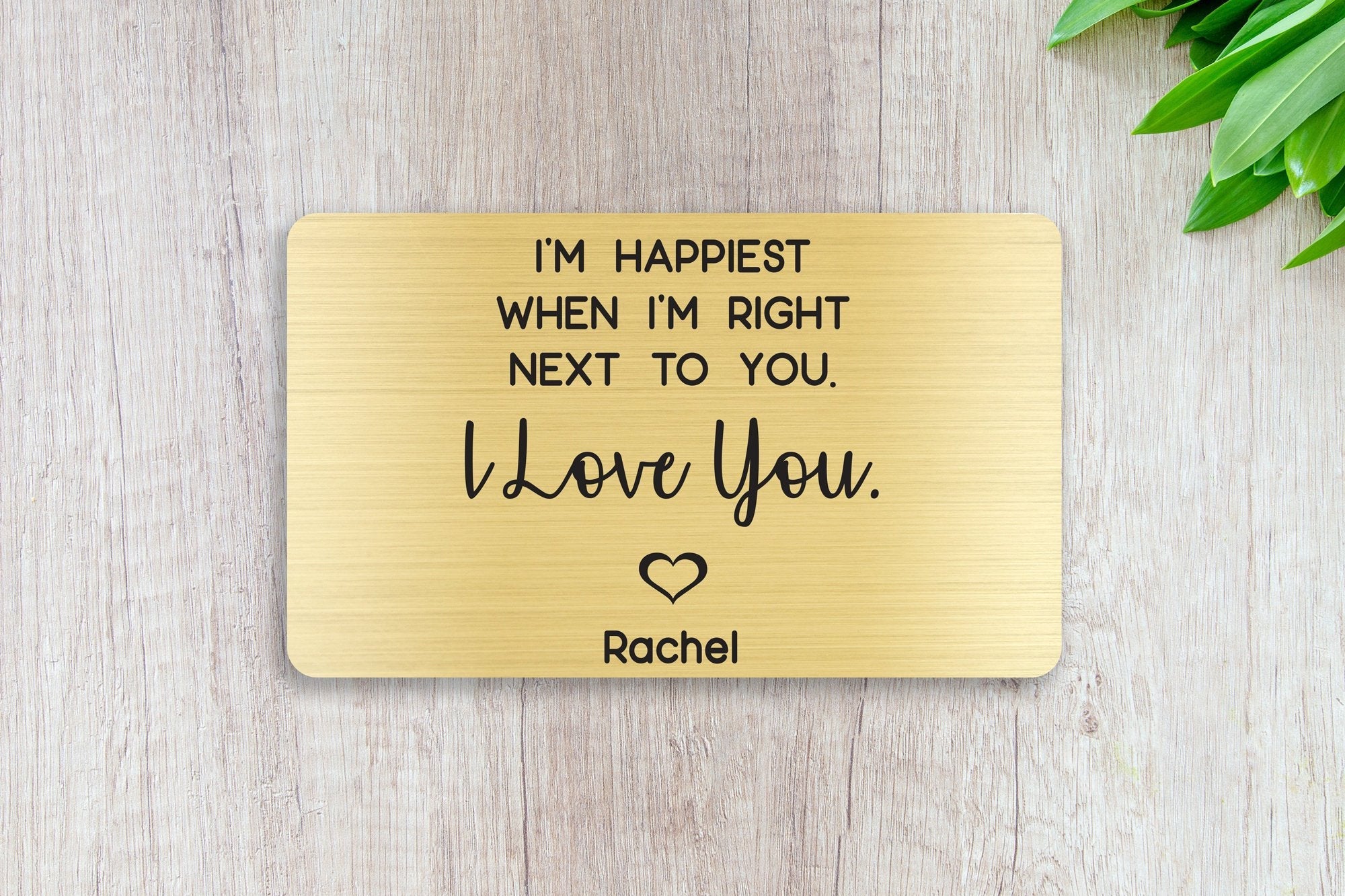 Personalized Wallet Card Insert, I'm Happiest, Gift For Lover, Gold